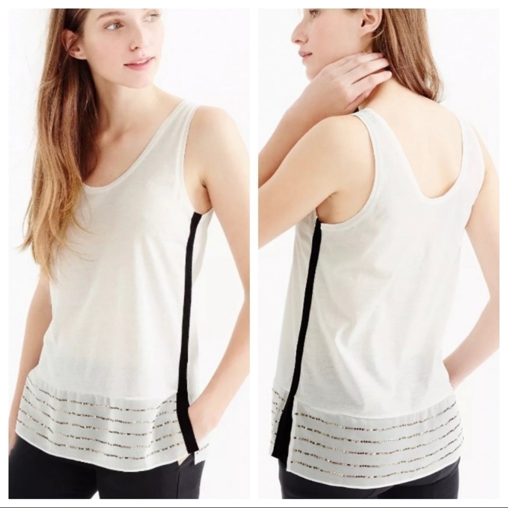 J. Crew embellished hem sleeveless top